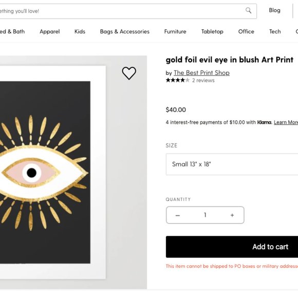 Gold Foil with Blush Evil Eye Art Print (Set of 3) 13”x18” - Society6 Wall Art - Picture 3 of 5